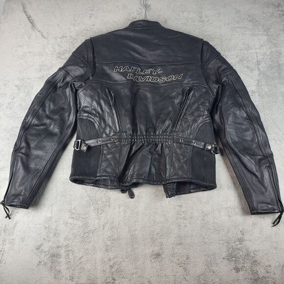 Harley Davidson Padded Motorcycle Vintage Jacket Black Size M - Picture 15 of 16